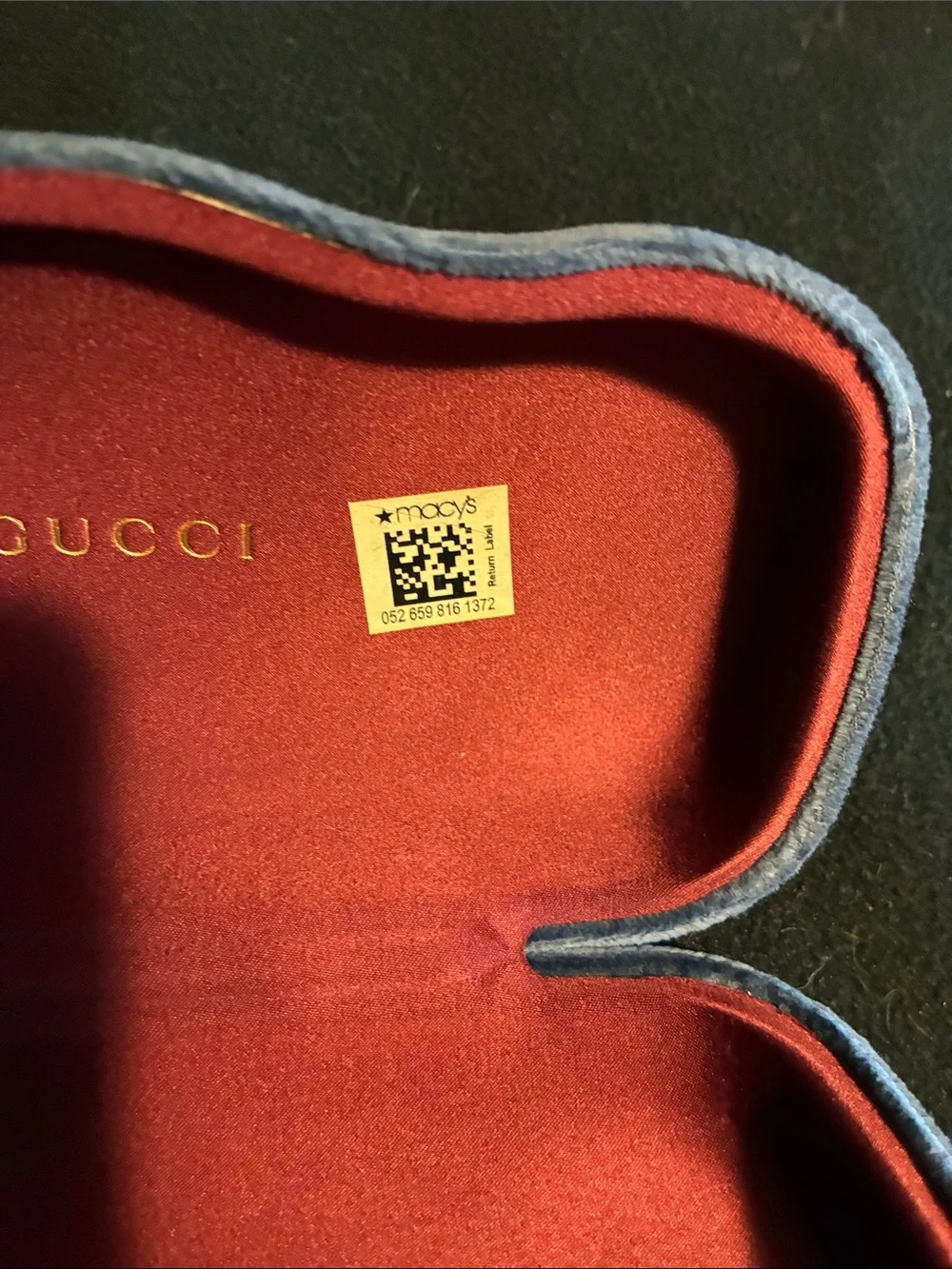 Gucci Blue Velvet Case with Navigator Shape Sunglasses